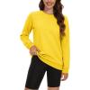 imageMAGCOMSEN Womens Fleece Lined Sweatshirt Crewneck Cotton Pullover Fall Casual Long Sleeve Warm TopsYellow
