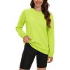 imageMAGCOMSEN Womens Fleece Lined Sweatshirt Crewneck Cotton Pullover Fall Casual Long Sleeve Warm TopsYellow Green
