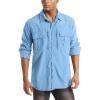 imageMAGCOMSEN Mens UPF 50 Sun Protection Shirts Button Down Long Sleeve Shirt for Hiking Fishing SafariSky Blue