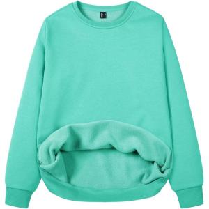 imageMAGCOMSEN Womens Fleece Lined Sweatshirt Crewneck Cotton Pullover Fall Casual Long Sleeve Warm TopsMint Green