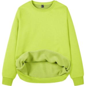 imageMAGCOMSEN Womens Fleece Lined Sweatshirt Crewneck Cotton Pullover Fall Casual Long Sleeve Warm TopsYellow Green