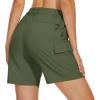 imageMAGCOMSEN Womens 7quot Hiking Golf Shorts 6 Pockets Lightweight Quick Dry Outdoor Casual Cargo Shorts Water ResistantArmy Green