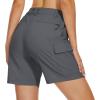 imageMAGCOMSEN Womens 7quot Hiking Golf Shorts 6 Pockets Lightweight Quick Dry Outdoor Casual Cargo Shorts Water ResistantDark Grey