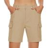 imageMAGCOMSEN Womens 7quot Hiking Golf Shorts 6 Pockets Lightweight Quick Dry Outdoor Casual Cargo Shorts Water ResistantKhaki
