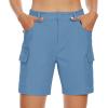 imageMAGCOMSEN Womens 7quot Hiking Golf Shorts 6 Pockets Lightweight Quick Dry Outdoor Casual Cargo Shorts Water ResistantLight Blue