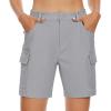 imageMAGCOMSEN Womens 7quot Hiking Golf Shorts 6 Pockets Lightweight Quick Dry Outdoor Casual Cargo Shorts Water ResistantLight Grey