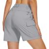 imageMAGCOMSEN Womens 7quot Hiking Golf Shorts 6 Pockets Lightweight Quick Dry Outdoor Casual Cargo Shorts Water ResistantLight Grey