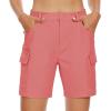 imageMAGCOMSEN Womens 7quot Hiking Golf Shorts 6 Pockets Lightweight Quick Dry Outdoor Casual Cargo Shorts Water ResistantPeach Pink