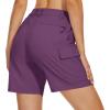 imageMAGCOMSEN Womens 7quot Hiking Golf Shorts 6 Pockets Lightweight Quick Dry Outdoor Casual Cargo Shorts Water ResistantPurple Red