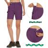 imageMAGCOMSEN Womens 7quot Hiking Golf Shorts 6 Pockets Lightweight Quick Dry Outdoor Casual Cargo Shorts Water ResistantPurple Red