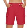 imageMAGCOMSEN Womens 7quot Hiking Golf Shorts 6 Pockets Lightweight Quick Dry Outdoor Casual Cargo Shorts Water ResistantTomato Red
