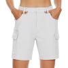 imageMAGCOMSEN Womens 7quot Hiking Golf Shorts 6 Pockets Lightweight Quick Dry Outdoor Casual Cargo Shorts Water ResistantWhite