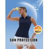imageMAGCOMSEN Womens Golf Polo Shirts Sleeveless Racerback Zip Up UPF 50 Quick Dry Tennis Workout Athletic Tank TopsAnavy
