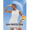 imageMAGCOMSEN Womens Golf Polo Shirts Sleeveless Racerback Zip Up UPF 50 Quick Dry Tennis Workout Athletic Tank TopsAwhite