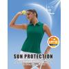 imageMAGCOMSEN Womens Golf Polo Shirts Sleeveless Racerback Zip Up UPF 50 Quick Dry Tennis Workout Athletic Tank TopsEgreen