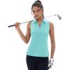 imageMAGCOMSEN Womens Golf Polo Shirts Sleeveless Racerback Zip Up UPF 50 Quick Dry Tennis Workout Athletic Tank TopsLackblue