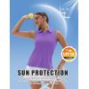 imageMAGCOMSEN Womens Golf Polo Shirts Sleeveless Racerback Zip Up UPF 50 Quick Dry Tennis Workout Athletic Tank TopsLight Purple