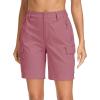 imageMAGCOMSEN Womens Hiking Shorts Lightweight Quick Dry Golf Shorts 5 Pockets Cargo Shorts Outdoor Casual Summer TravelGrey Pink
