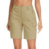imageMAGCOMSEN Womens Hiking Shorts Lightweight Quick Dry Golf Shorts 5 Pockets Cargo Shorts Outdoor Casual Summer TravelKhaki