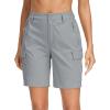imageMAGCOMSEN Womens Hiking Shorts Lightweight Quick Dry Golf Shorts 5 Pockets Cargo Shorts Outdoor Casual Summer TravelLight Grey