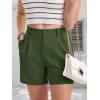 imageMAGCOMSEN Womens Shorts Dressy Casual Pleated Straight Leg Shorts Summer Elastic Waist Mid Rise Shorts with PocketsArmy Green