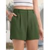 imageMAGCOMSEN Womens Shorts Dressy Casual Pleated Straight Leg Shorts Summer Elastic Waist Mid Rise Shorts with PocketsArmy Green