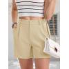 imageMAGCOMSEN Womens Shorts Dressy Casual Pleated Straight Leg Shorts Summer Elastic Waist Mid Rise Shorts with PocketsBeige