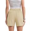 imageMAGCOMSEN Womens Shorts Dressy Casual Pleated Straight Leg Shorts Summer Elastic Waist Mid Rise Shorts with PocketsBeige