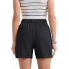 imageMAGCOMSEN Womens Shorts Dressy Casual Pleated Straight Leg Shorts Summer Elastic Waist Mid Rise Shorts with PocketsBlack