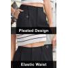 imageMAGCOMSEN Womens Shorts Dressy Casual Pleated Straight Leg Shorts Summer Elastic Waist Mid Rise Shorts with PocketsBlack