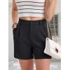 imageMAGCOMSEN Womens Shorts Dressy Casual Pleated Straight Leg Shorts Summer Elastic Waist Mid Rise Shorts with PocketsBlack