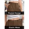 imageMAGCOMSEN Womens Shorts Dressy Casual Pleated Straight Leg Shorts Summer Elastic Waist Mid Rise Shorts with PocketsBrown