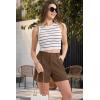 imageMAGCOMSEN Womens Shorts Dressy Casual Pleated Straight Leg Shorts Summer Elastic Waist Mid Rise Shorts with PocketsBrown