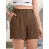 imageMAGCOMSEN Womens Shorts Dressy Casual Pleated Straight Leg Shorts Summer Elastic Waist Mid Rise Shorts with PocketsBrown