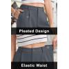 imageMAGCOMSEN Womens Shorts Dressy Casual Pleated Straight Leg Shorts Summer Elastic Waist Mid Rise Shorts with PocketsDark Gray