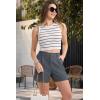 imageMAGCOMSEN Womens Shorts Dressy Casual Pleated Straight Leg Shorts Summer Elastic Waist Mid Rise Shorts with PocketsDark Gray