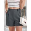 imageMAGCOMSEN Womens Shorts Dressy Casual Pleated Straight Leg Shorts Summer Elastic Waist Mid Rise Shorts with PocketsDark Gray