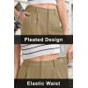 imageMAGCOMSEN Womens Shorts Dressy Casual Pleated Straight Leg Shorts Summer Elastic Waist Mid Rise Shorts with PocketsKhaki