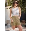 imageMAGCOMSEN Womens Shorts Dressy Casual Pleated Straight Leg Shorts Summer Elastic Waist Mid Rise Shorts with PocketsKhaki
