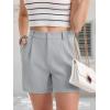 imageMAGCOMSEN Womens Shorts Dressy Casual Pleated Straight Leg Shorts Summer Elastic Waist Mid Rise Shorts with PocketsLight Gray