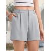 imageMAGCOMSEN Womens Shorts Dressy Casual Pleated Straight Leg Shorts Summer Elastic Waist Mid Rise Shorts with PocketsLight Gray