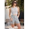 imageMAGCOMSEN Womens Shorts Dressy Casual Pleated Straight Leg Shorts Summer Elastic Waist Mid Rise Shorts with PocketsLight Gray