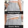 imageMAGCOMSEN Womens Shorts Dressy Casual Pleated Straight Leg Shorts Summer Elastic Waist Mid Rise Shorts with PocketsLight Gray