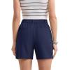 imageMAGCOMSEN Womens Shorts Dressy Casual Pleated Straight Leg Shorts Summer Elastic Waist Mid Rise Shorts with PocketsNavy
