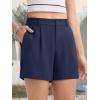 imageMAGCOMSEN Womens Shorts Dressy Casual Pleated Straight Leg Shorts Summer Elastic Waist Mid Rise Shorts with PocketsNavy