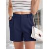 imageMAGCOMSEN Womens Shorts Dressy Casual Pleated Straight Leg Shorts Summer Elastic Waist Mid Rise Shorts with PocketsNavy
