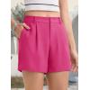 imageMAGCOMSEN Womens Shorts Dressy Casual Pleated Straight Leg Shorts Summer Elastic Waist Mid Rise Shorts with PocketsRosy Red