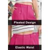 imageMAGCOMSEN Womens Shorts Dressy Casual Pleated Straight Leg Shorts Summer Elastic Waist Mid Rise Shorts with PocketsRosy Red