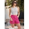 imageMAGCOMSEN Womens Shorts Dressy Casual Pleated Straight Leg Shorts Summer Elastic Waist Mid Rise Shorts with PocketsRosy Red