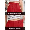 imageMAGCOMSEN Womens Shorts Dressy Casual Pleated Straight Leg Shorts Summer Elastic Waist Mid Rise Shorts with PocketsTomato Red